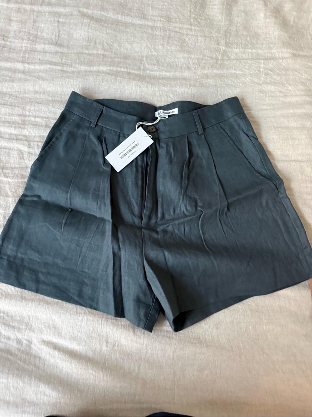 Reformation Slate Gray High-Rise Pleated Women's Shorts